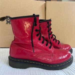 Dr. Martens Shiny Red Combat Boots